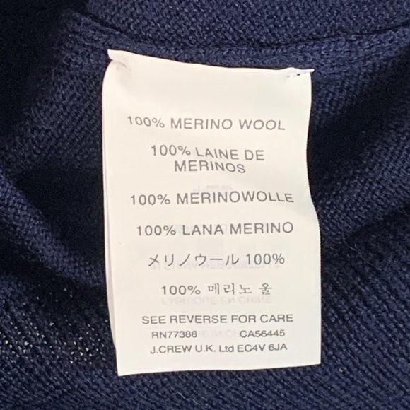 J. Crew V-Neck 100% Merino Wool Sweater Navy Blue Men’s XL - Picture 4 of 5